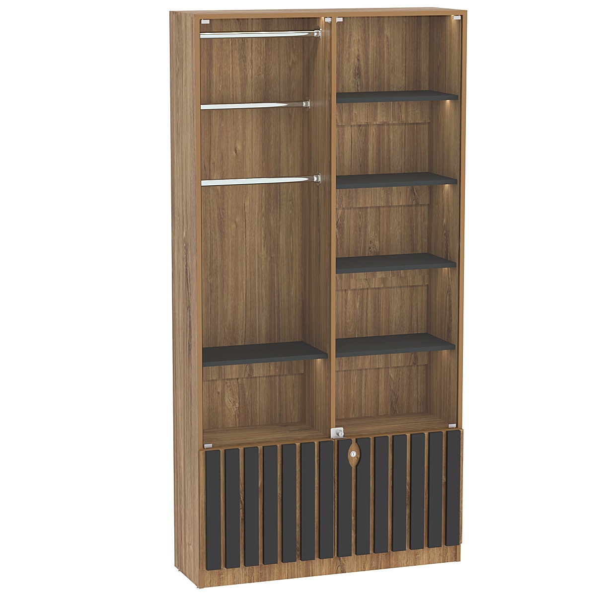 Витрина серии "Смок" №5 Дуб Канзас коричневый + Черный