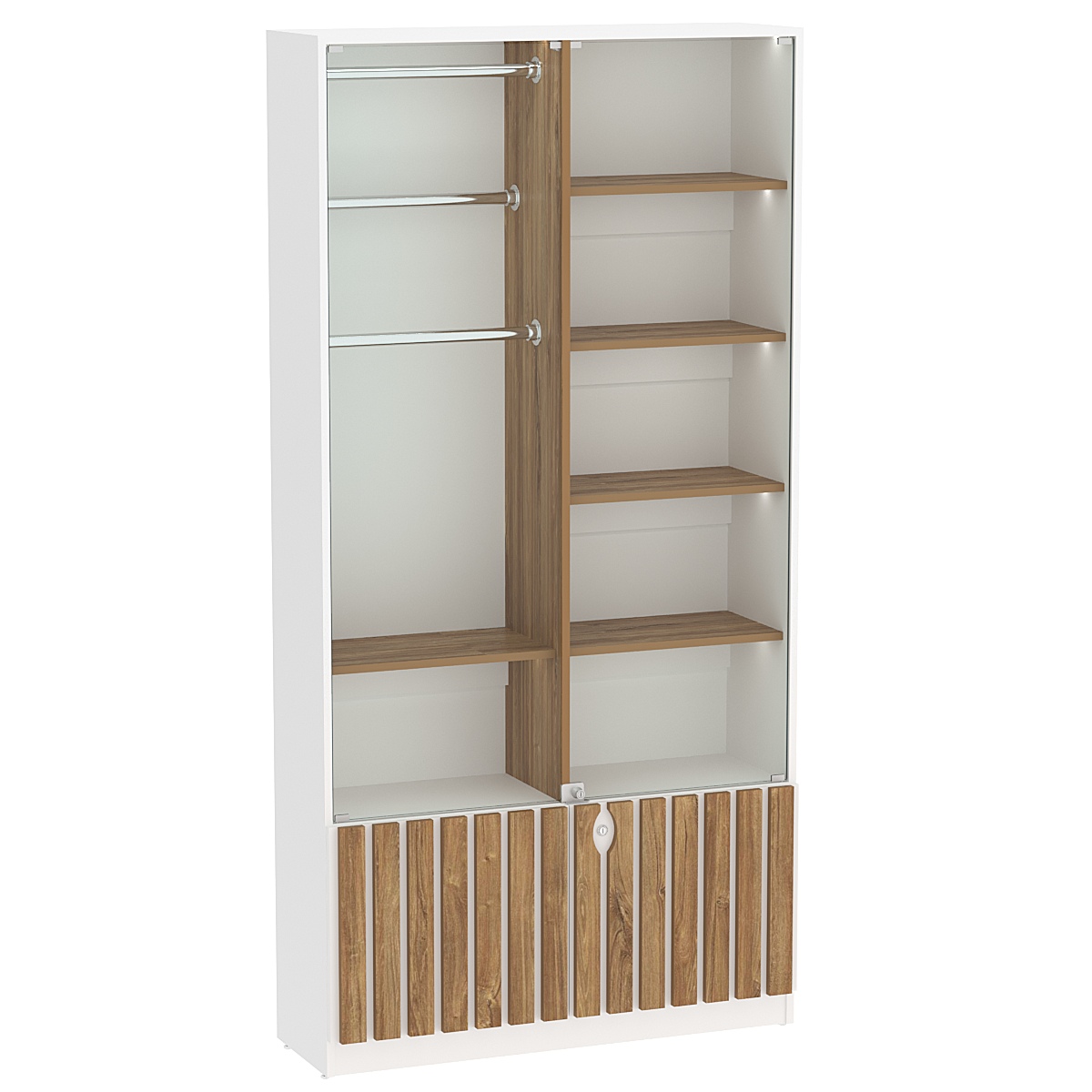 Витрина серии "Смок" №5 Белый + Дуб Канзас коричневый