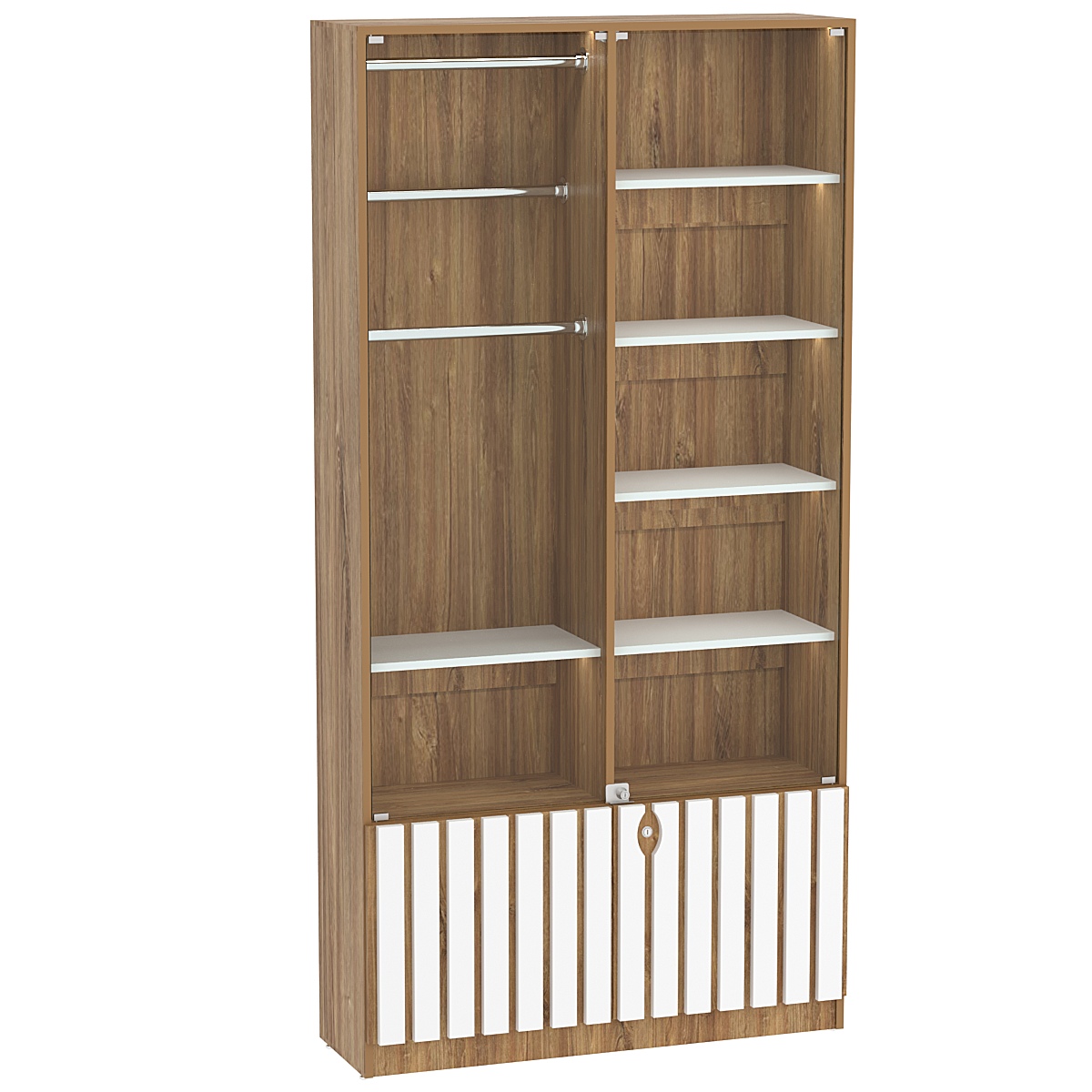 Витрина серии "Смок" №5 Дуб Канзас коричневый + Белый