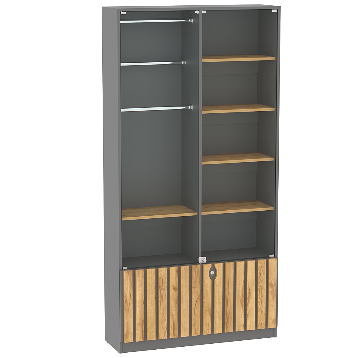 Витрина серии "Смок" №5 Дуб Золотистый и Темно-Серый