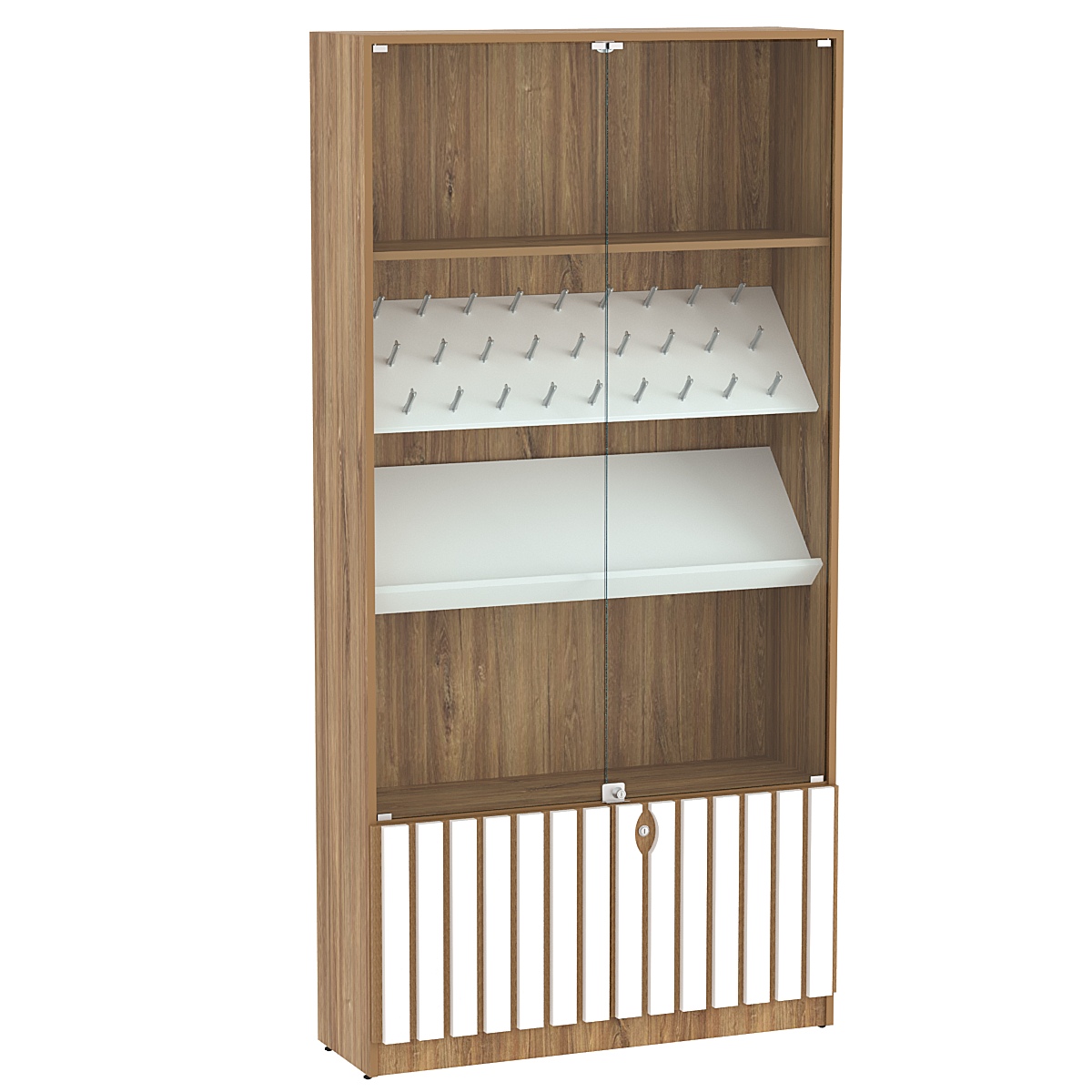 Витрина серии "Смок" №6 Дуб Канзас коричневый + Белый