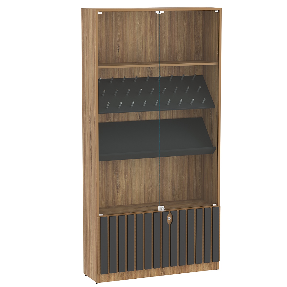 Витрина серии "Смок" №6 Дуб Канзас коричневый + Черный