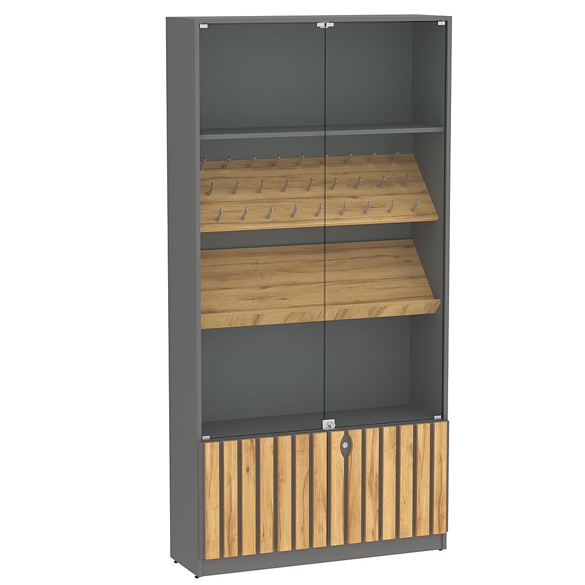 Витрина серии "Смок" №6 Темно-Серый  + Дуб Золотистый