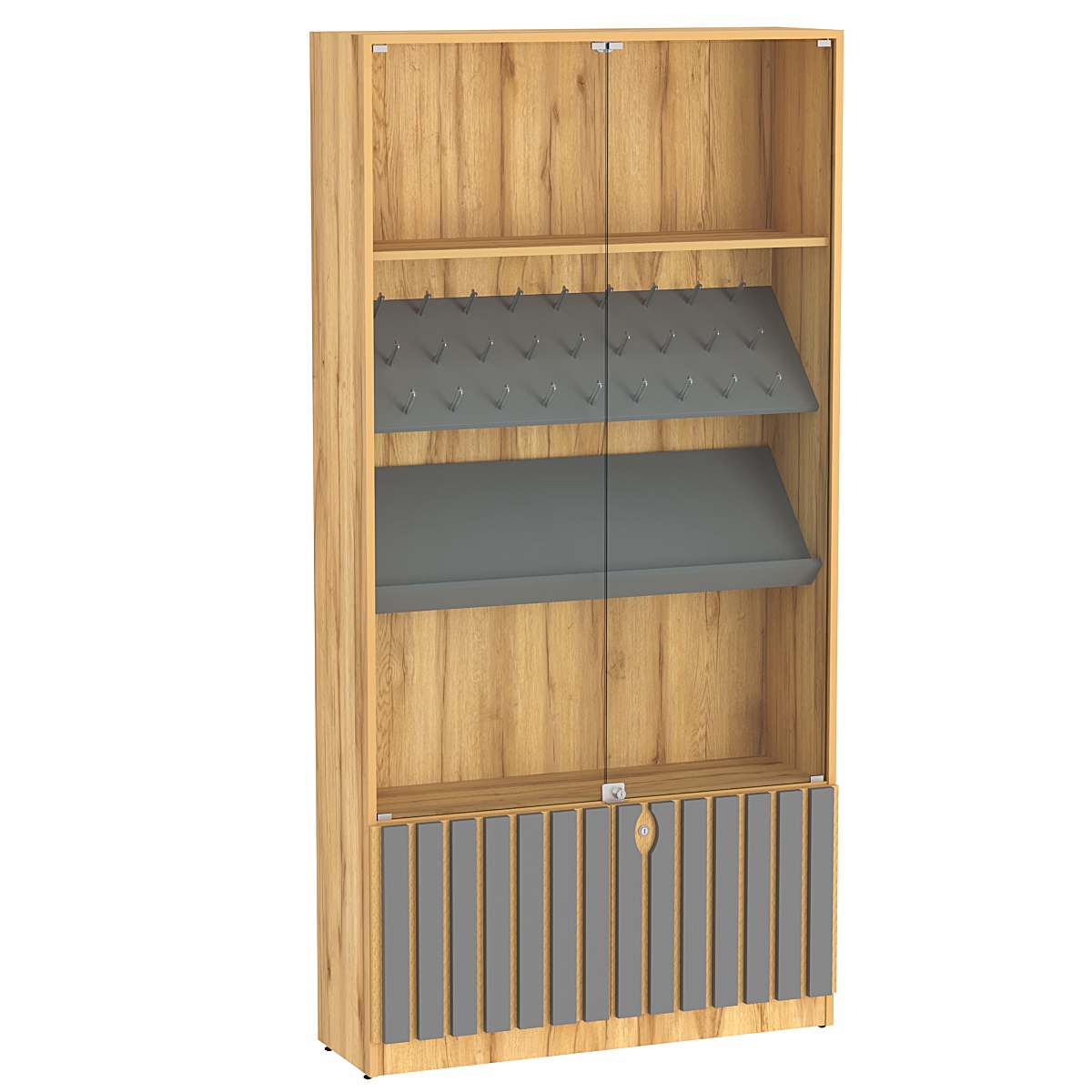 Витрина серии "Смок" №6 Дуб Золотистый и Темно-Серый