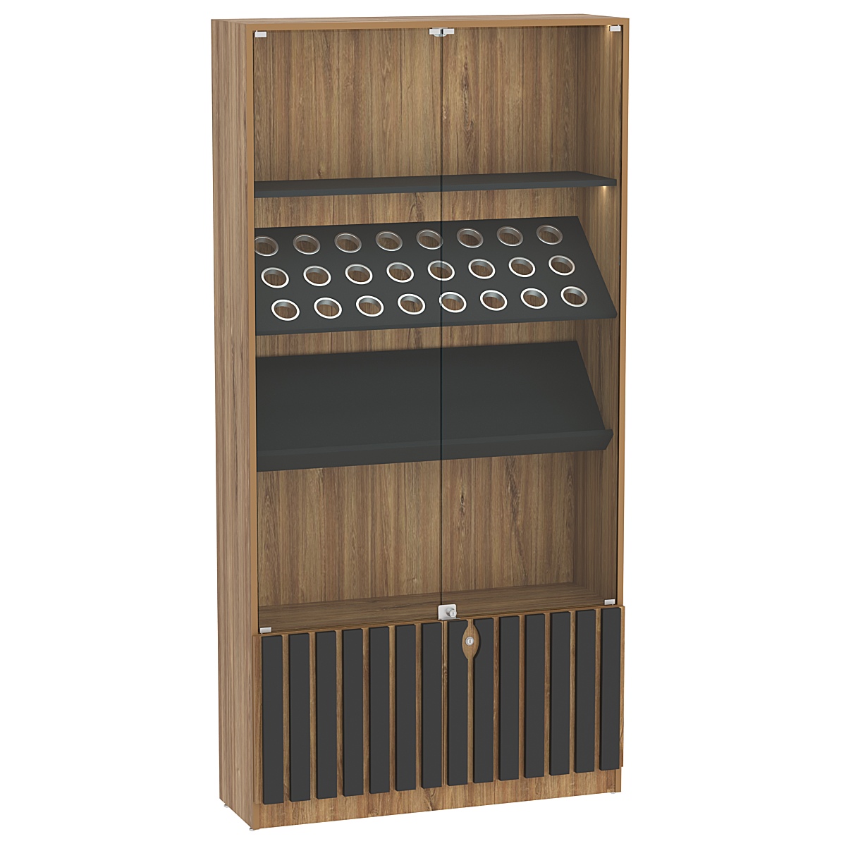 Витрина серии "Смок" №7 Дуб Канзас коричневый + Черный