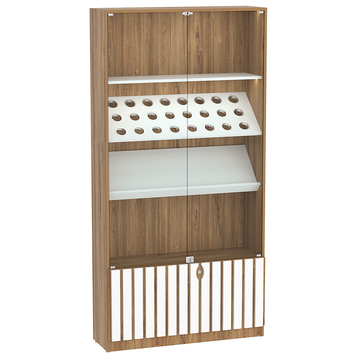 Витрина серии "Смок" №7 Дуб Канзас коричневый + Белый