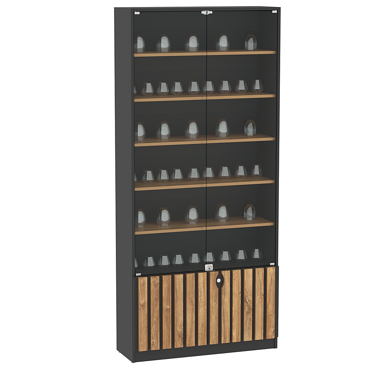 Витрина серии "Смок" №1-900 Черный + Дуб Канзас коричневый