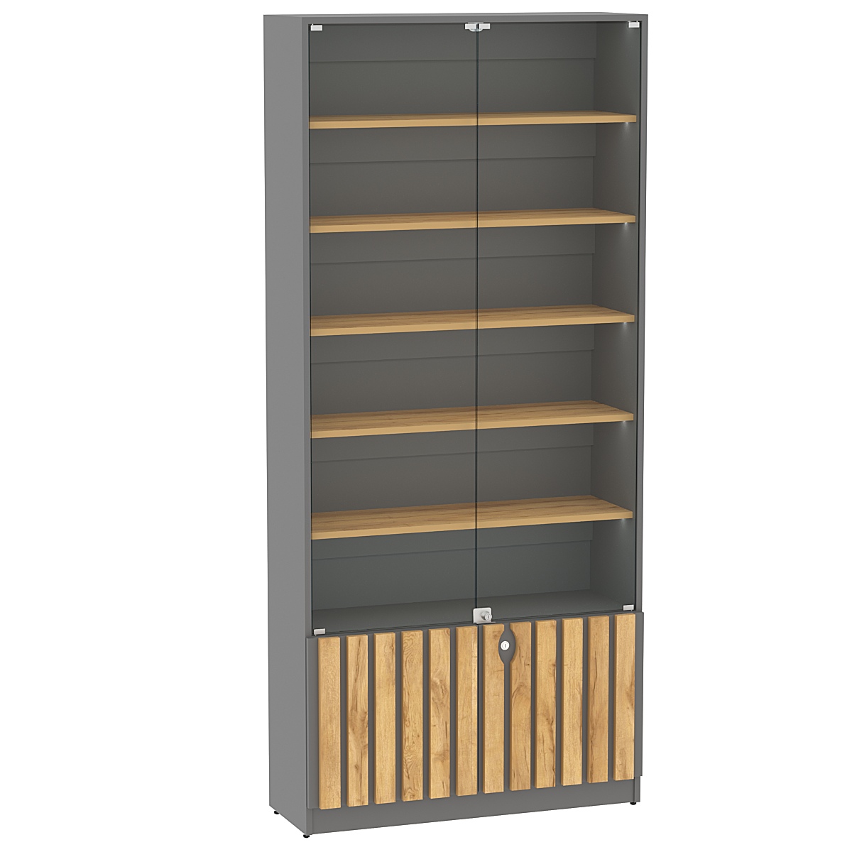 Витрина серии "Смок" №1-900 Дуб Золотистый и Темно-Серый