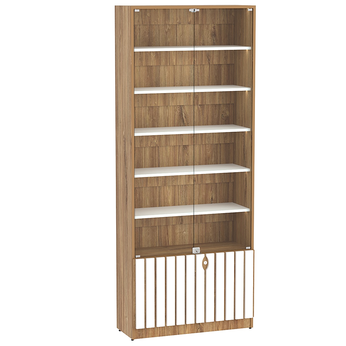 Витрина серии "Смок" №1-800 Дуб Канзас коричневый + Белый