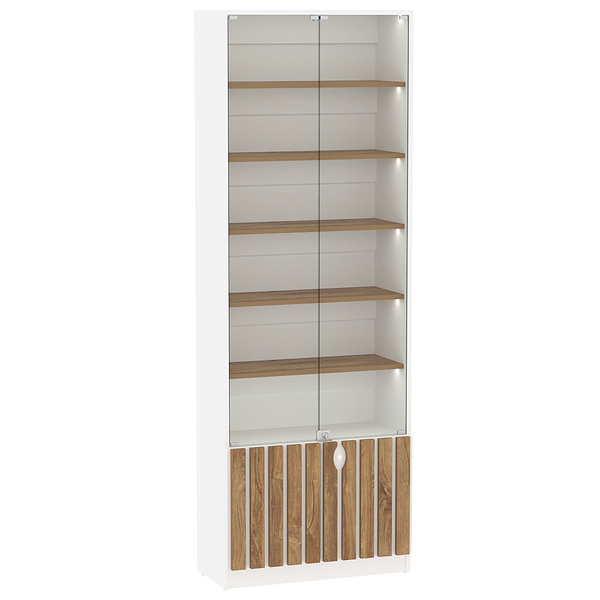 Витрина серии "Смок" №1-700 Белый + Дуб Канзас коричневый