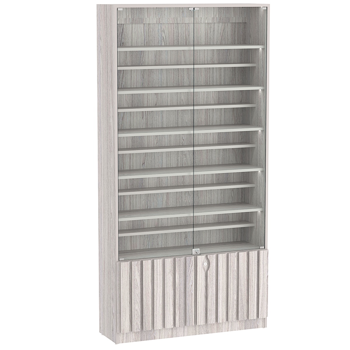 Витрина серии "Смок" №1-ДП-1000 (с доп. полками) Ясень Анкор светлый - U31104