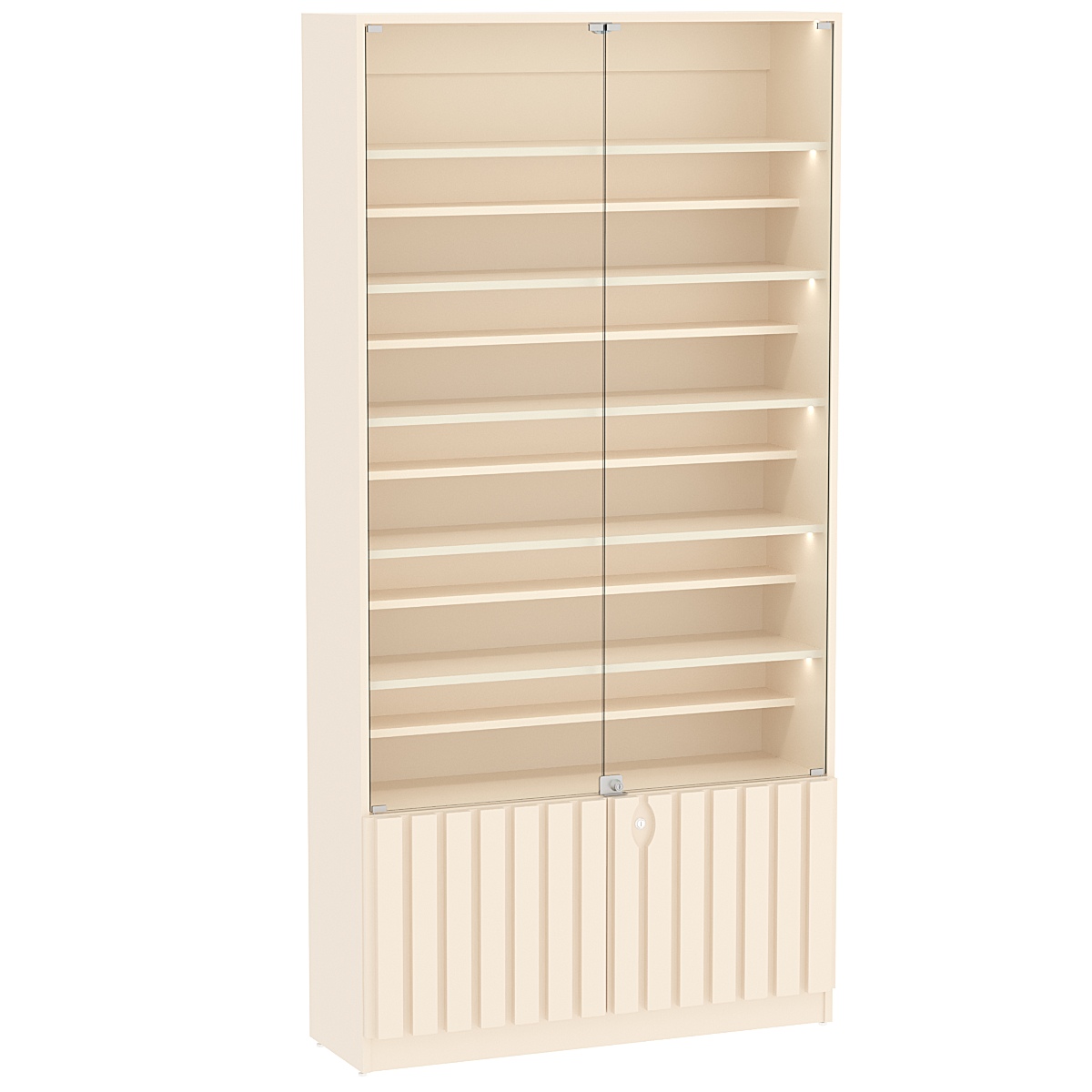 Витрина серии "Смок" №1-ДП-1000 (с доп. полками) Крем Вайс