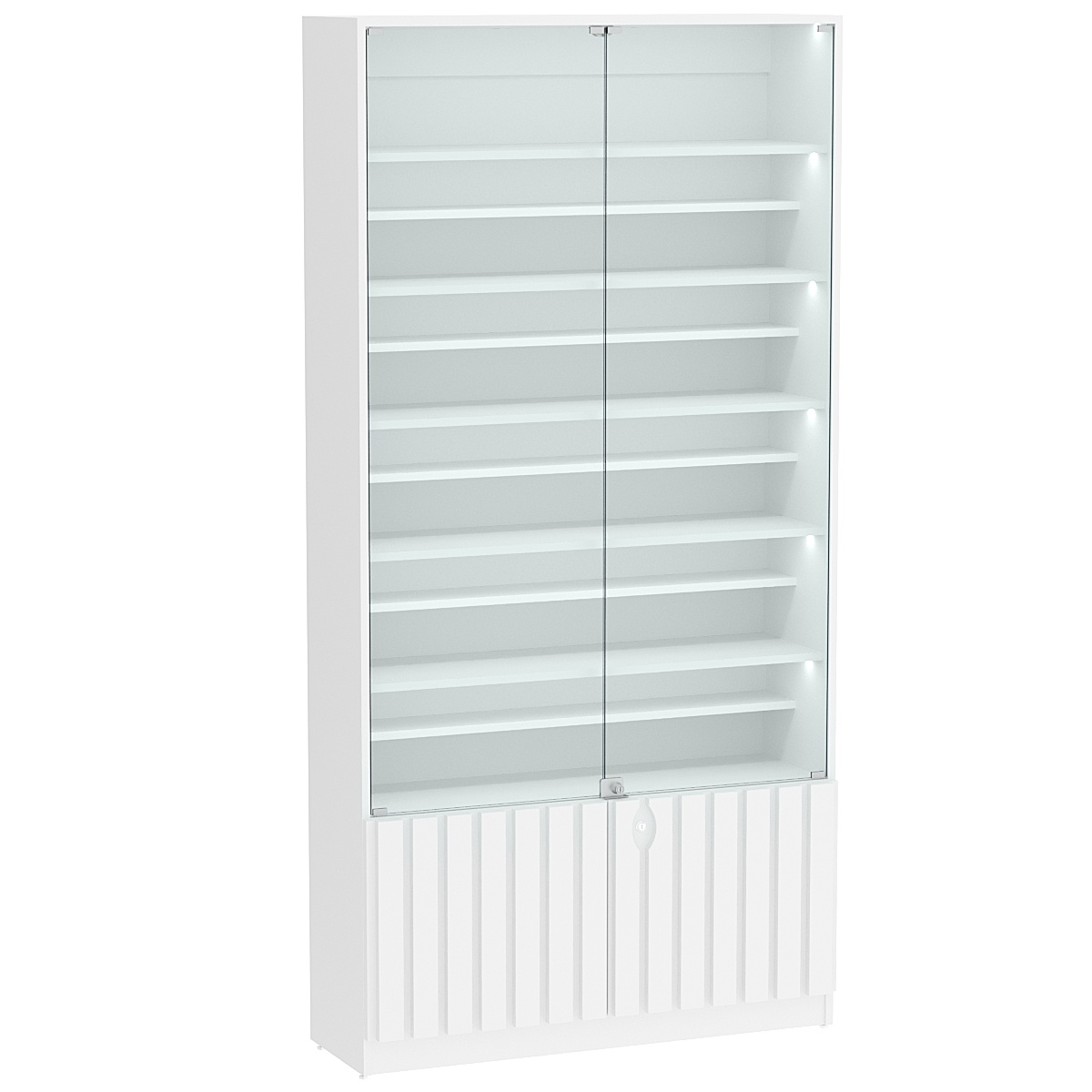 Витрина серии "Смок" №1-ДП-1000 (с доп. полками) Белый