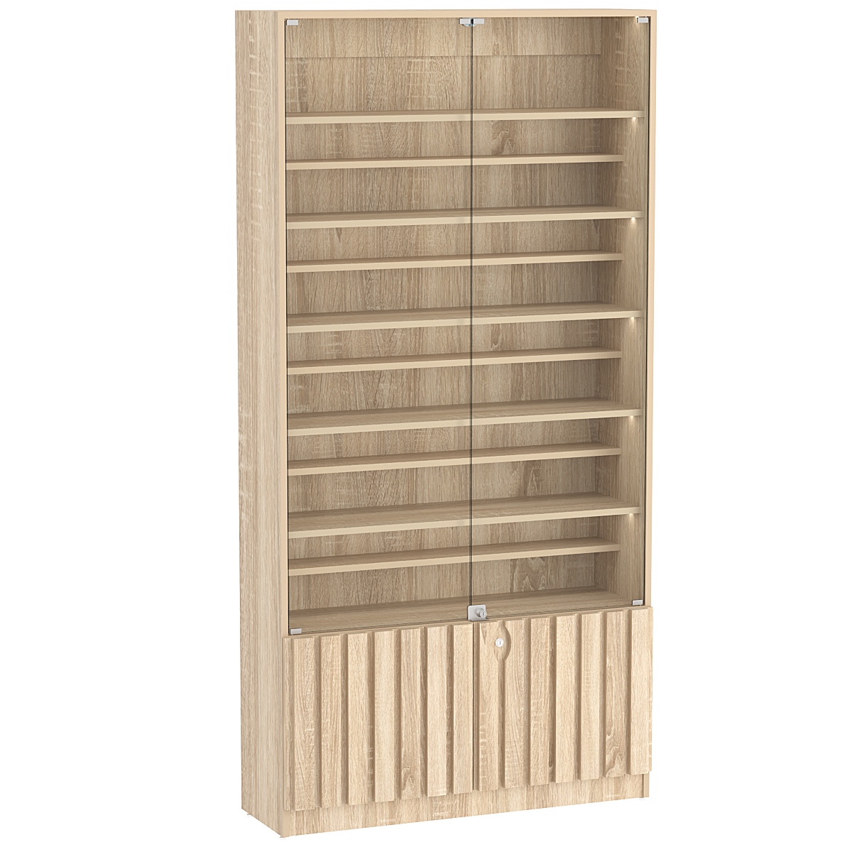 Витрина серии "Смок" №1-ДП-1000 (с доп. полками) Дуб Сонома