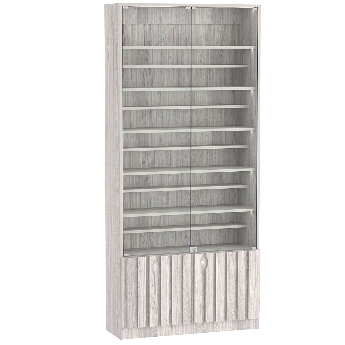 Витрина серии "Смок" №1-ДП-900 (с доп. полками) Ясень Анкор светлый - U31104