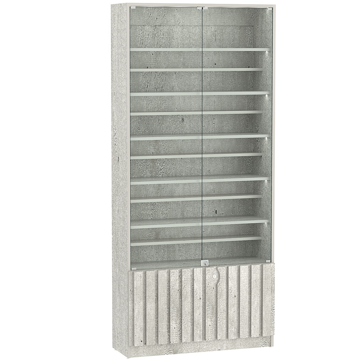 Витрина серии "Смок" №1-ДП-900 (с доп. полками) Метрополитан Грей