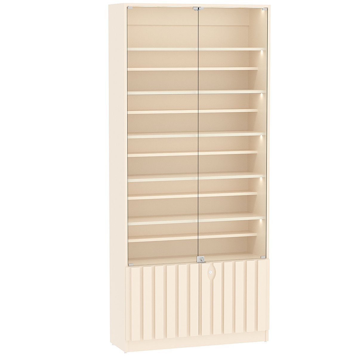 Витрина серии "Смок" №1-ДП-900 (с доп. полками) Крем Вайс