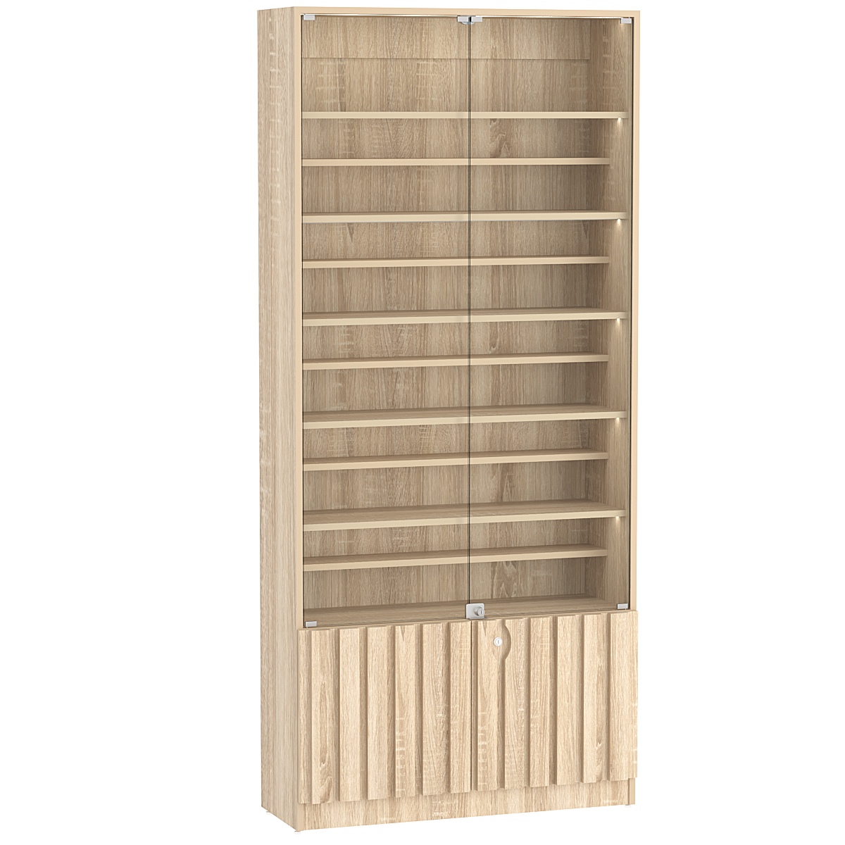 Витрина серии "Смок" №1-ДП-900 (с доп. полками) Дуб Сонома