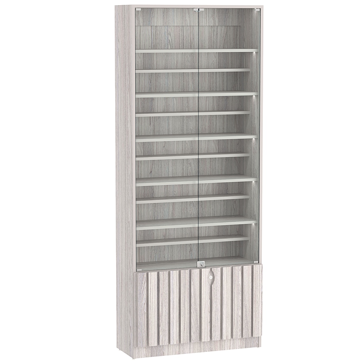 Витрина серии "Смок" №1-ДП-800 (с доп. полками) Ясень Анкор светлый - U31104