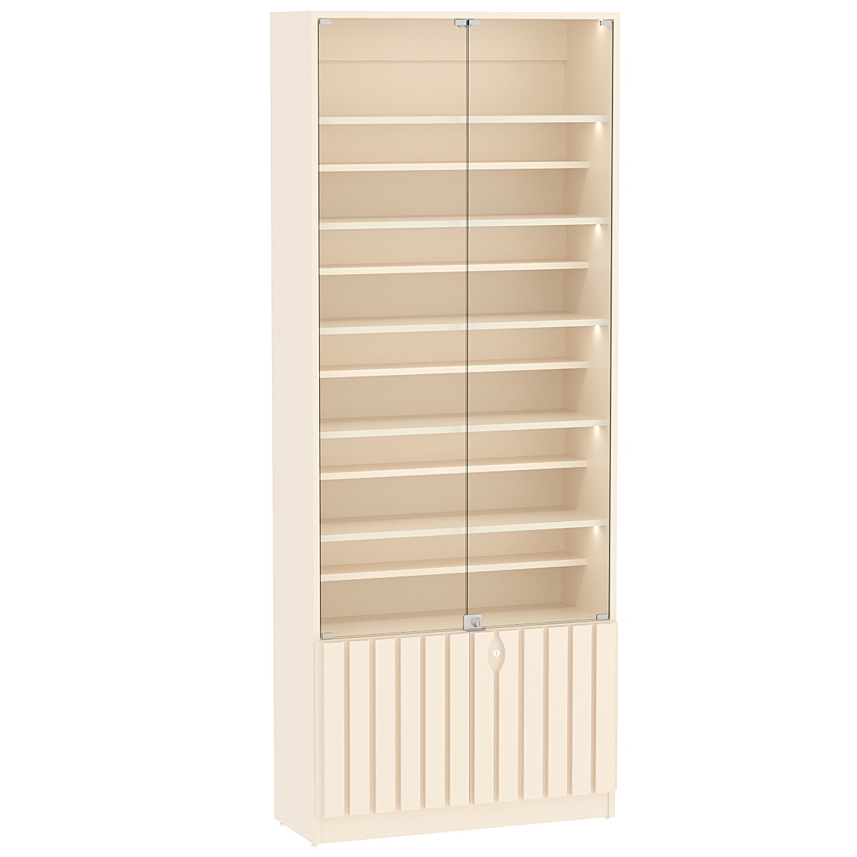 Витрина серии "Смок" №1-ДП-800 (с доп. полками) Крем Вайс