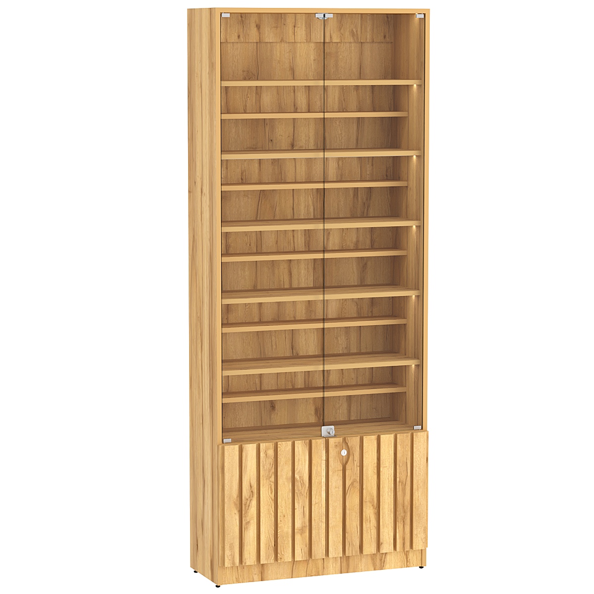 Витрина серии "Смок" №1-ДП-800 (с доп. полками) Дуб Золотистый