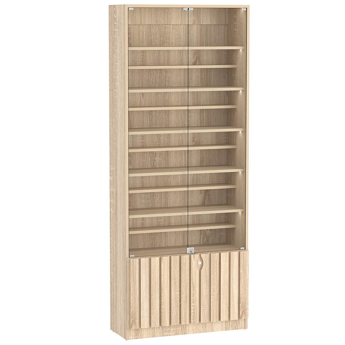 Витрина серии "Смок" №1-ДП-800 (с доп. полками) Дуб Сонома