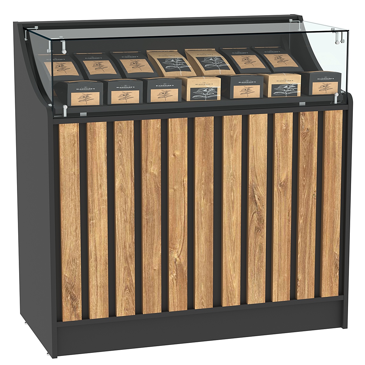 Прилавок серии "Смок" №1 Черный + Дуб Канзас коричневый