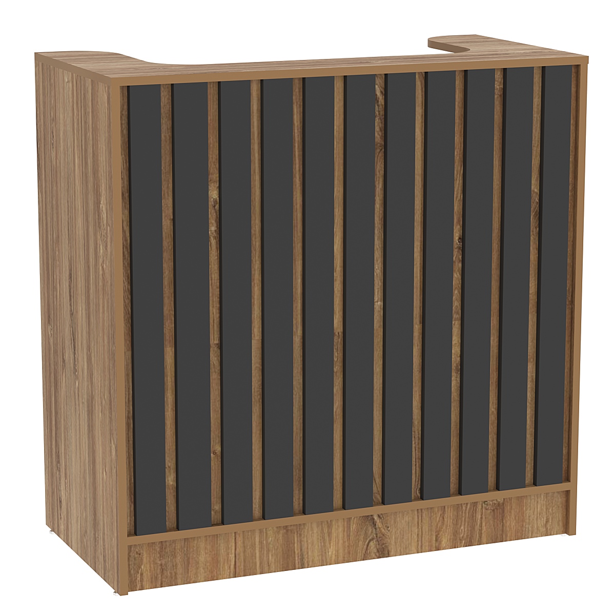 Прилавок под кассу серии "Смок" №2 Дуб Канзас коричневый + Черный