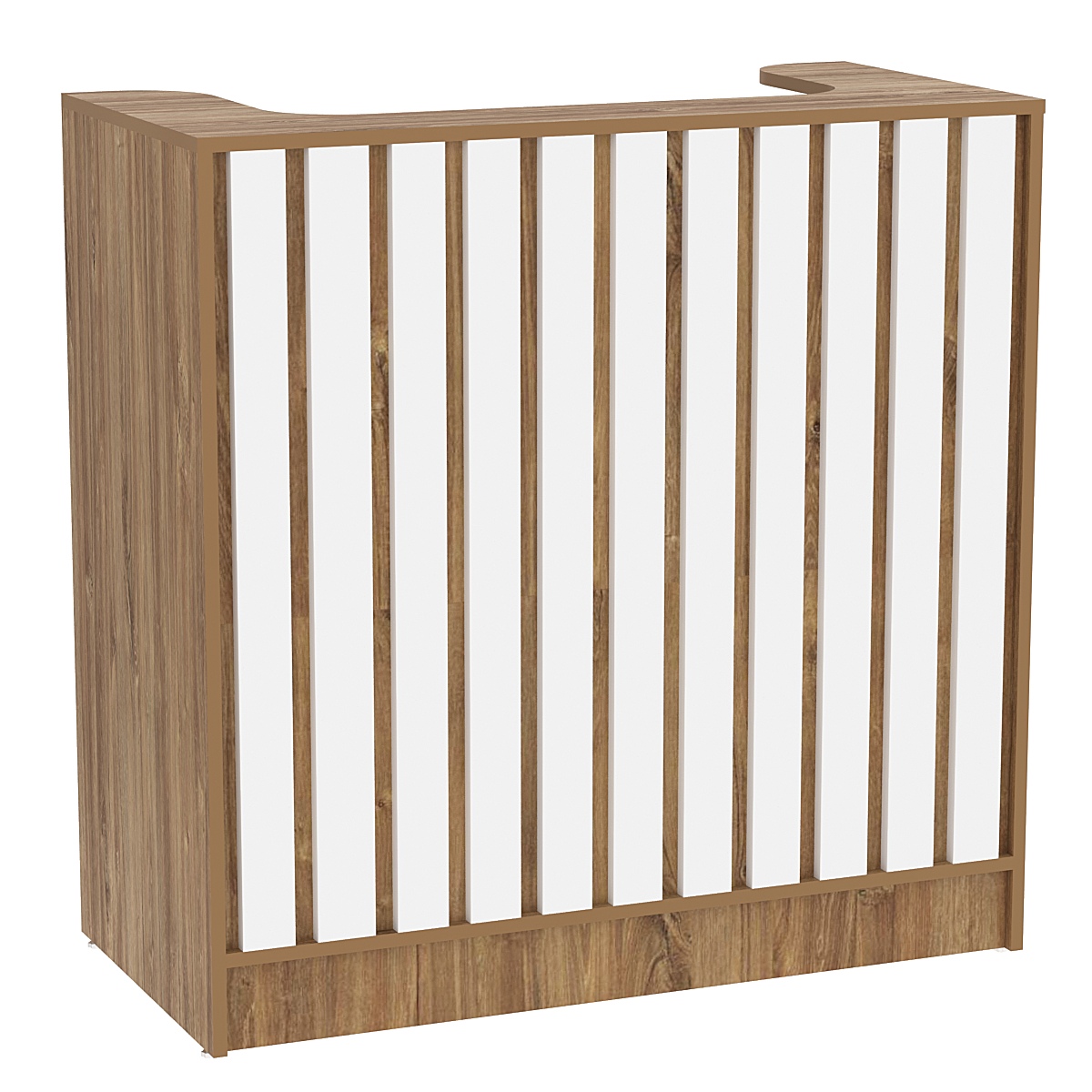 Прилавок под кассу серии "Смок" №2 Дуб Канзас коричневый + Белый