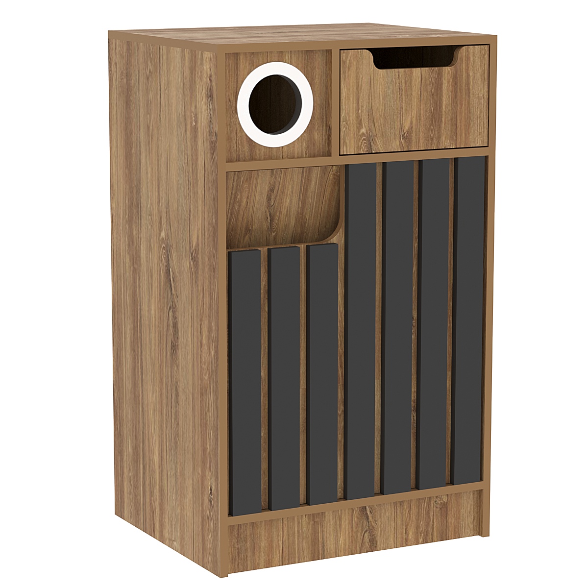 Прилавок под кофе серии "Смок" Дуб Канзас коричневый + Черный