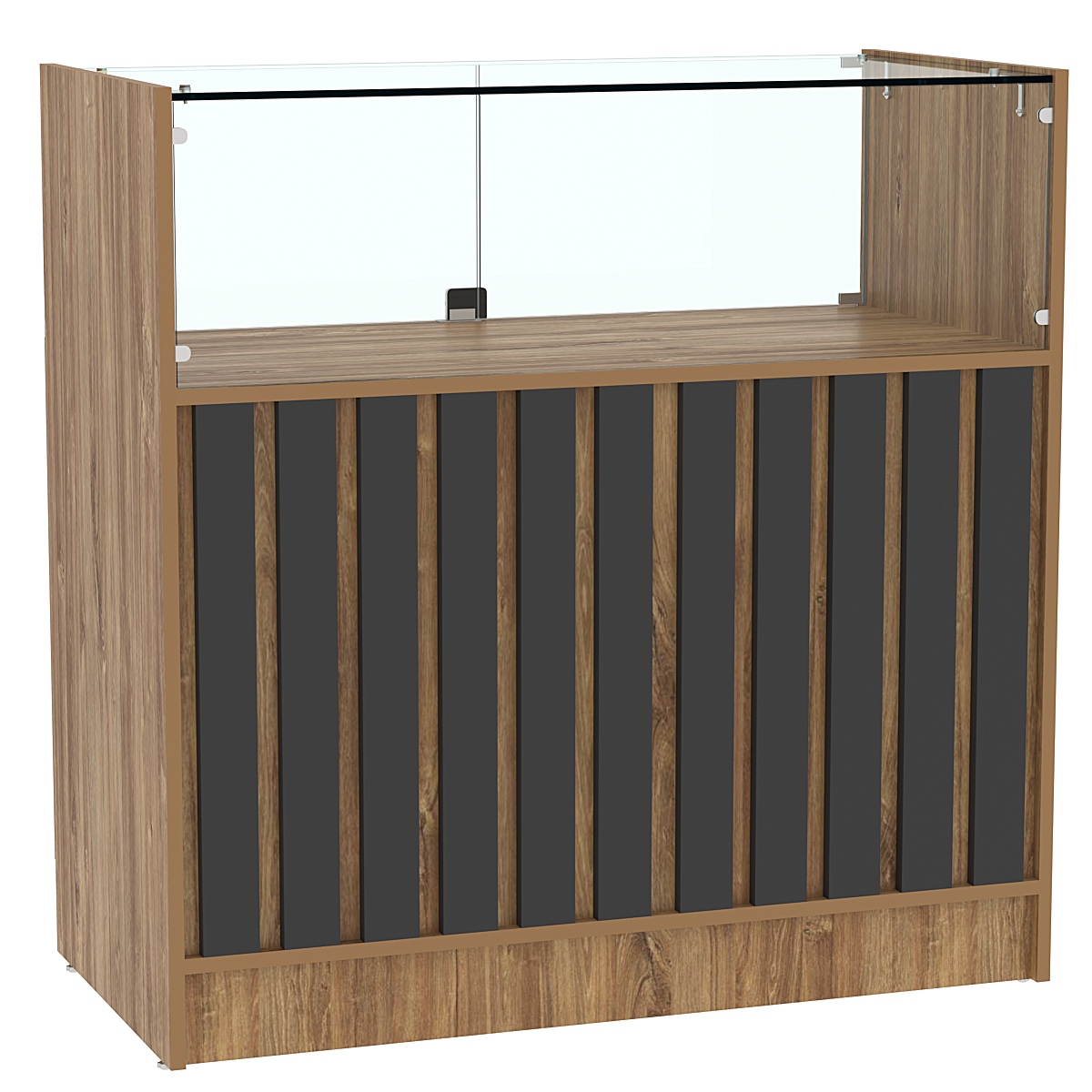 Прилавок серии "Смок" №4 Дуб Канзас коричневый + Черный