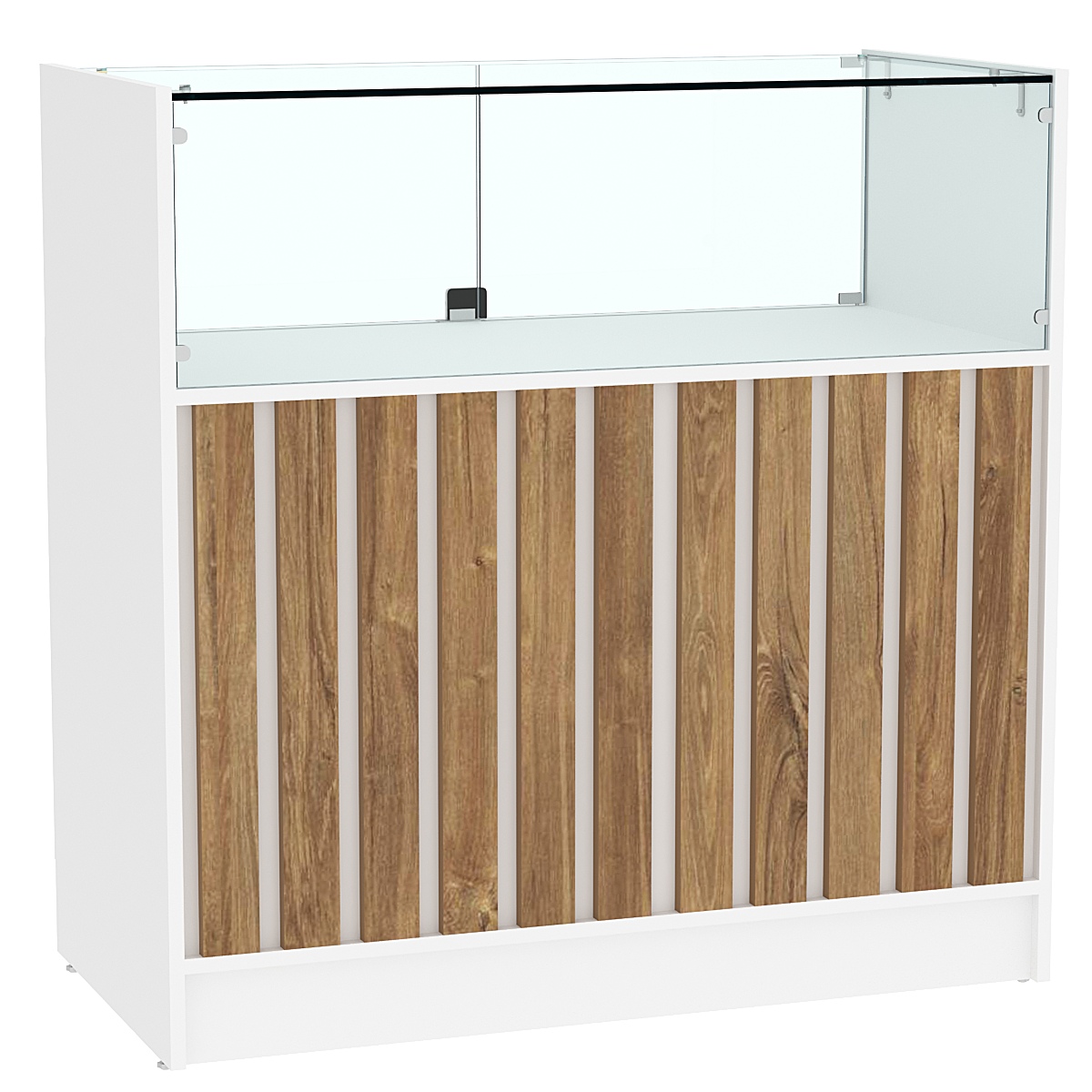 Прилавок серии "Смок" №4 Белый + Дуб Канзас коричневый