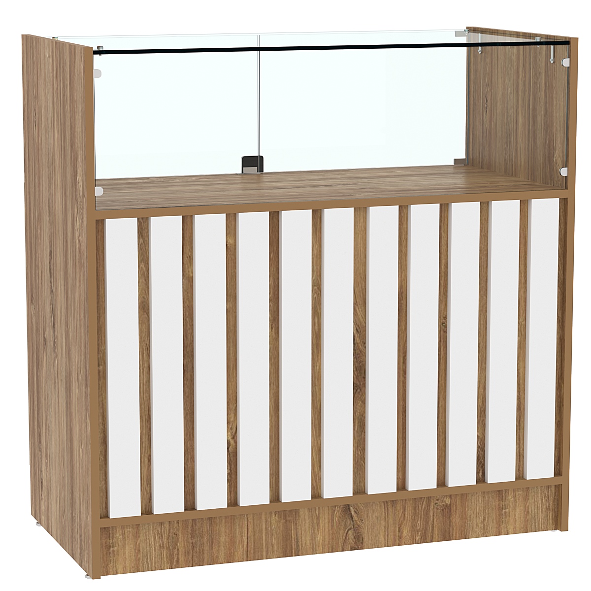 Прилавок серии "Смок" №4 Дуб Канзас коричневый + Белый