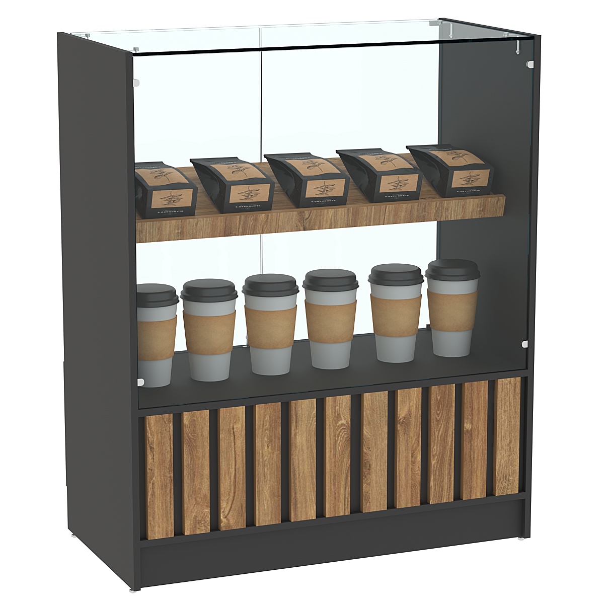 Прилавок серии "Смок" №6 Черный + Дуб Канзас коричневый