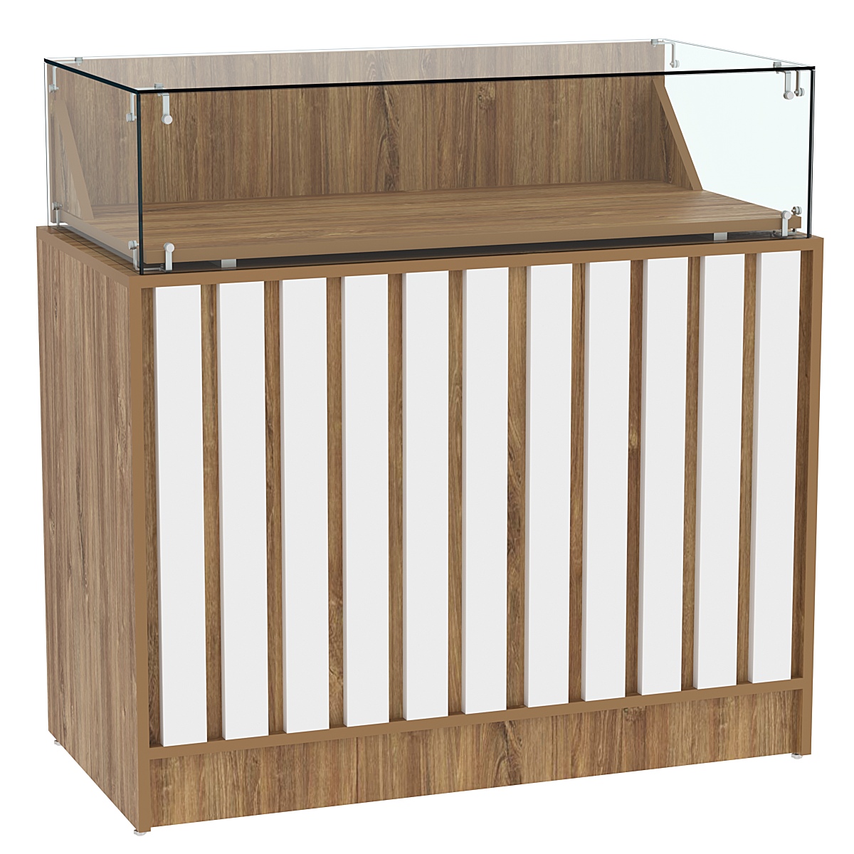 Прилавок серии "Смок" №5 Дуб Канзас коричневый + Белый