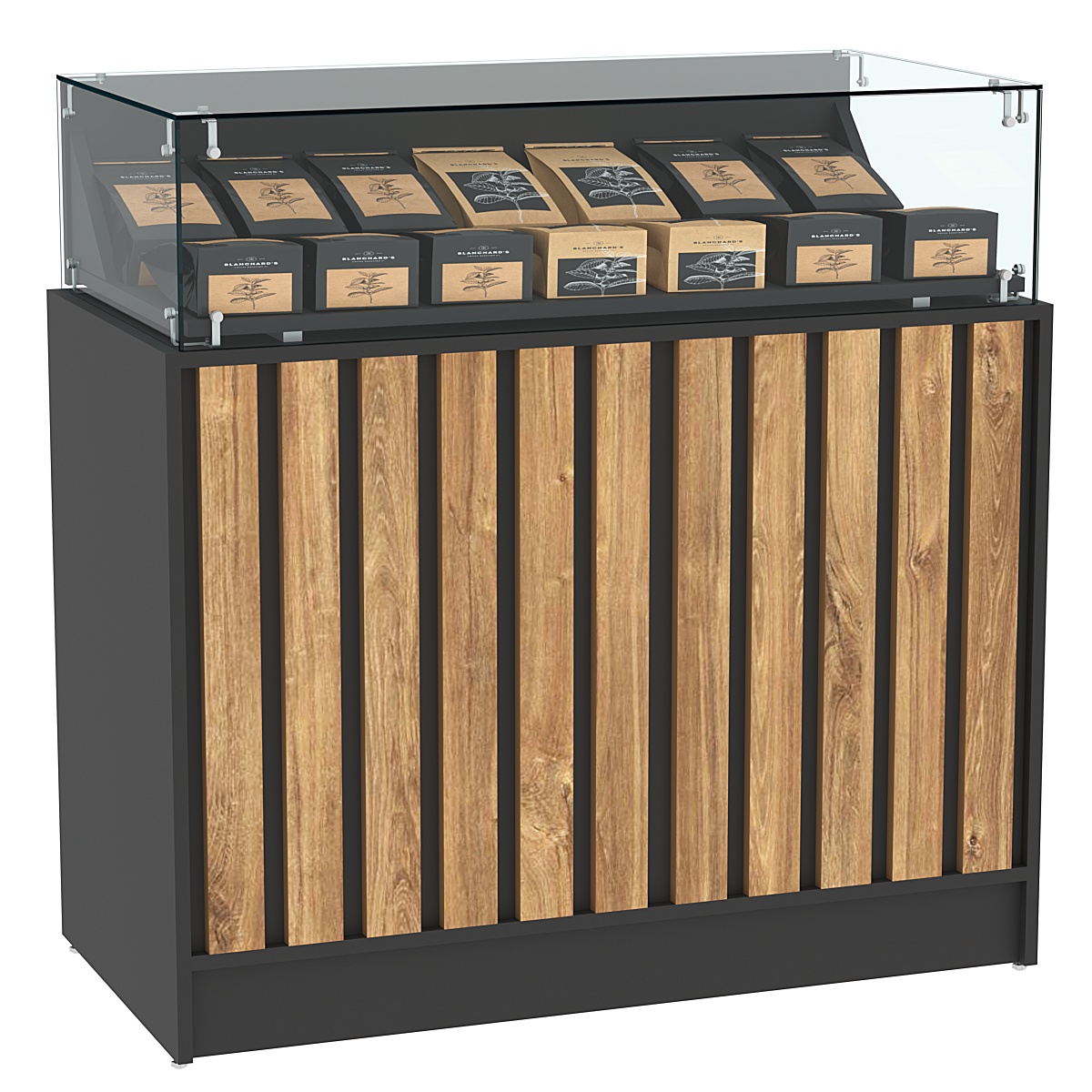 Прилавок серии "Смок" №5 Черный + Дуб Канзас коричневый