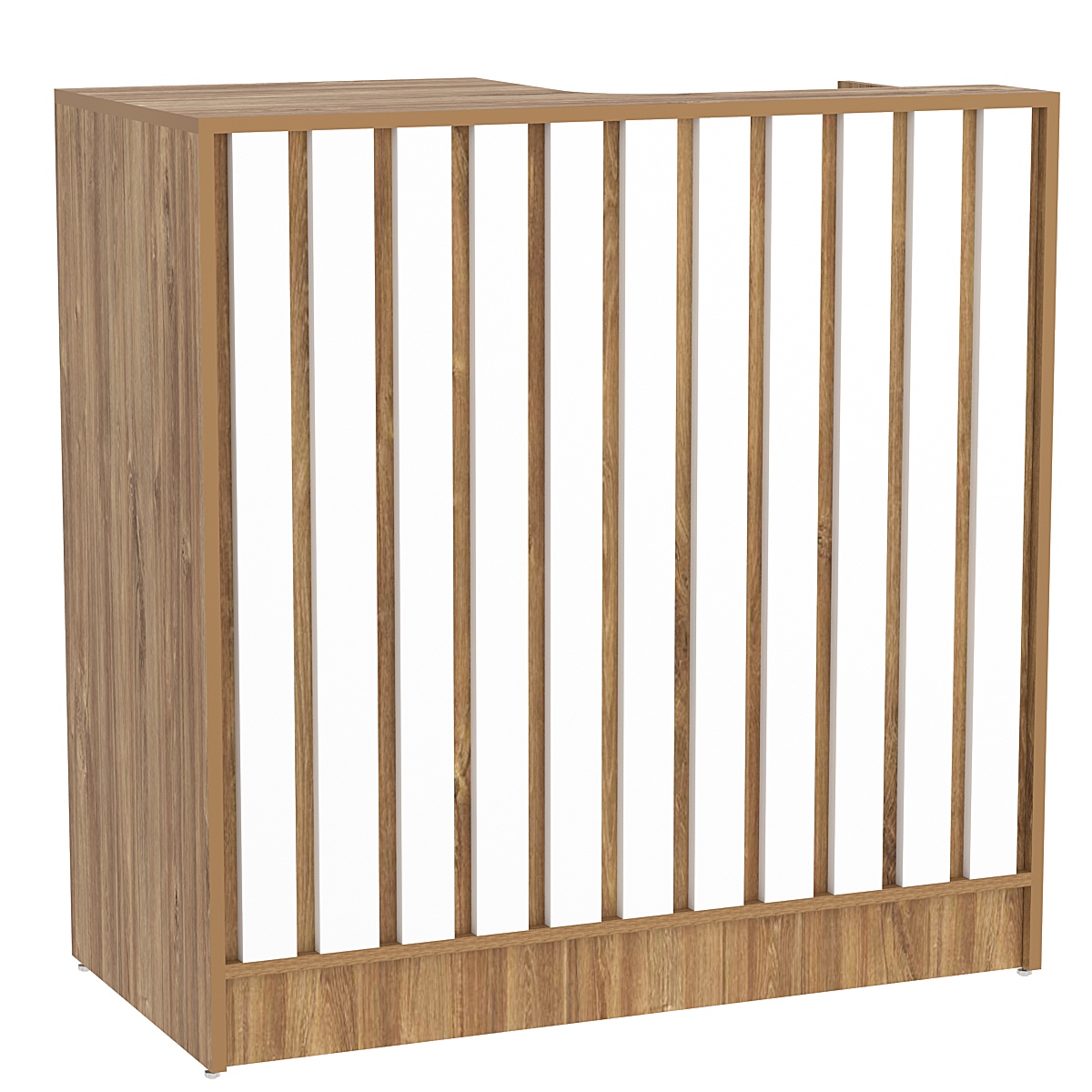 Прилавок под кассу серии "Смок" №3 Дуб Канзас коричневый + Белый