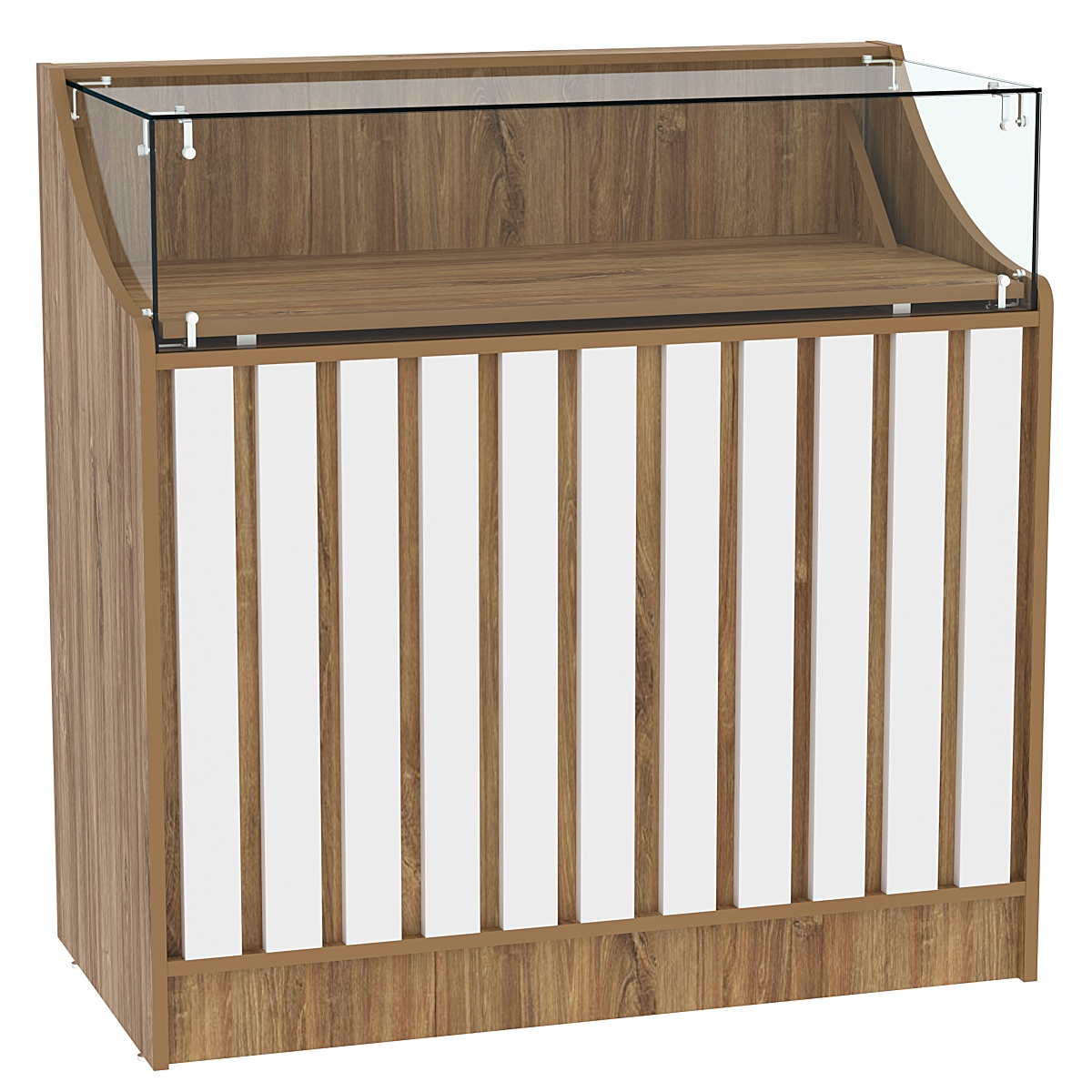 Прилавок серии "Смок" №2 Дуб Канзас коричневый + Белый