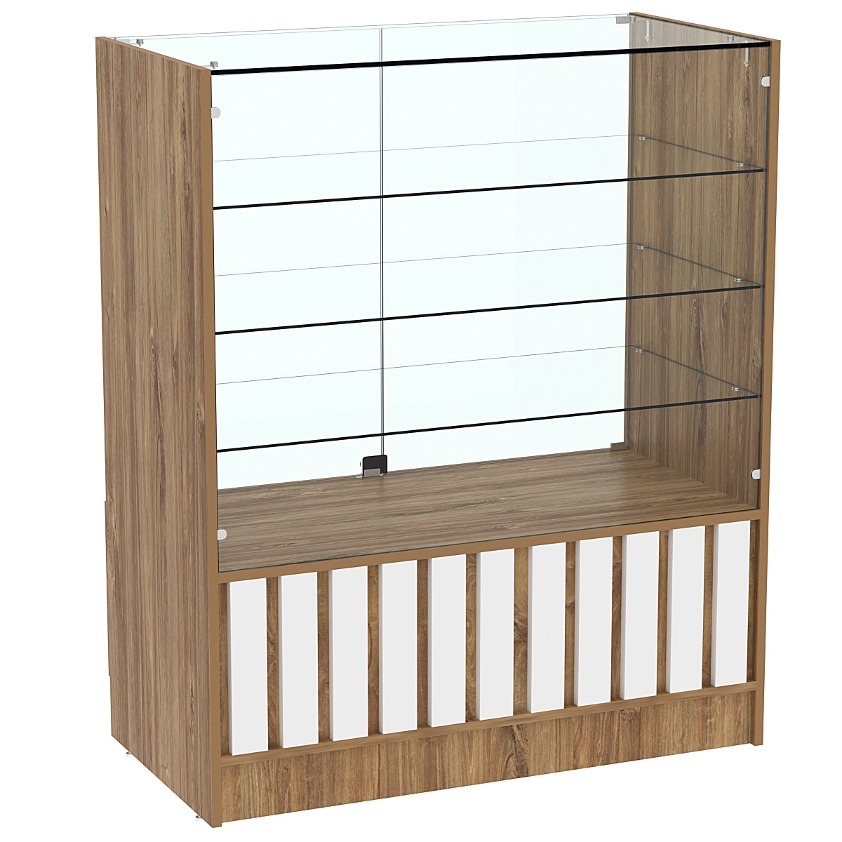 Прилавок серии "Смок" №3 Дуб Канзас коричневый + Белый