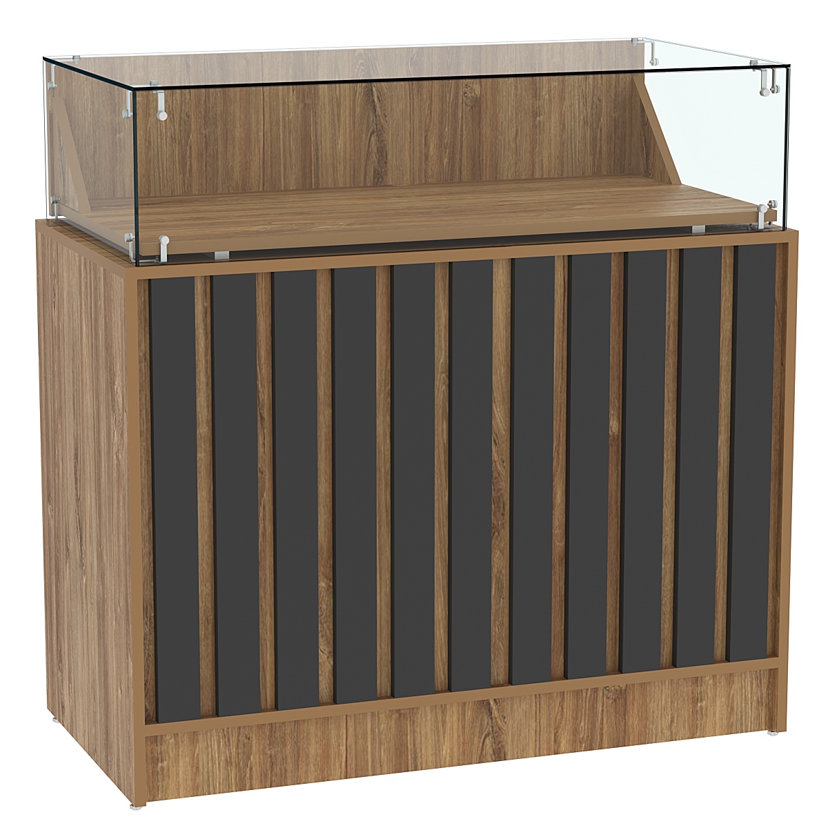 Прилавок серии "Смок" №7 Дуб Канзас коричневый + Черный