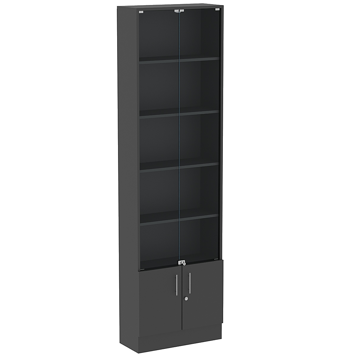 Торговая витрина Level №4-4п с  4-мя полками из ДСП 250х600мм Черный