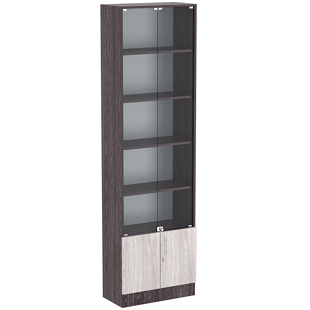 Торговая витрина Level №5-4п с  4-мя полками из ДСП 300х600мм Ясень Анкор темный + Ясень Анкор светлый