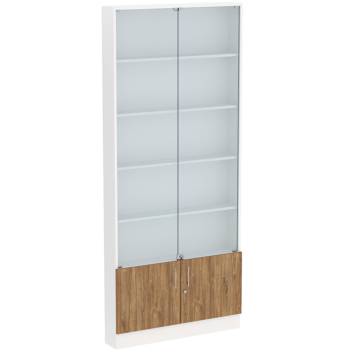 Торговая витрина Level №9-4п с  4-мя полками из ДСП 150х900мм Белый + Дуб Канзас коричневый