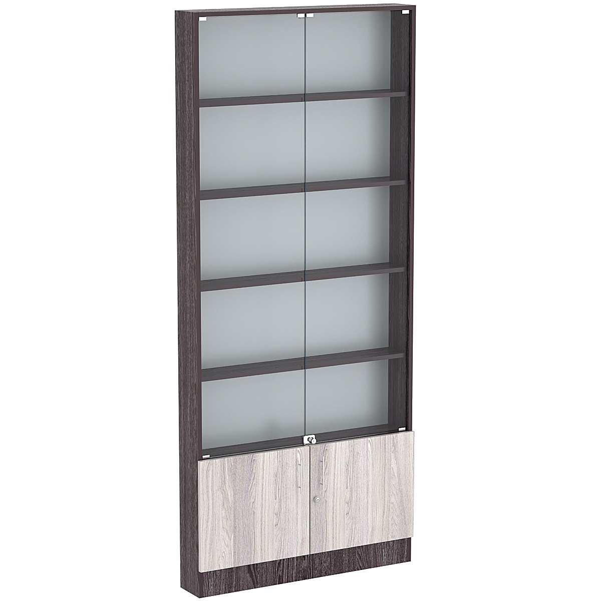 Торговая витрина Level №9-4п с  4-мя полками из ДСП 150х900мм Ясень Анкор темный + Ясень Анкор светлый