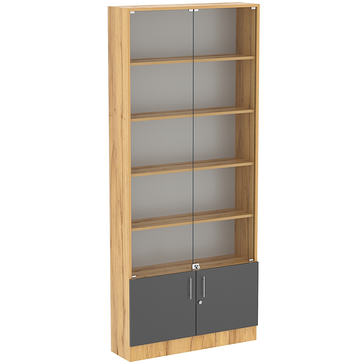 Торговая витрина Level №11-4п с 4-мя полками из ДСП 250х900мм Дуб Золотистый и Темно-Серый