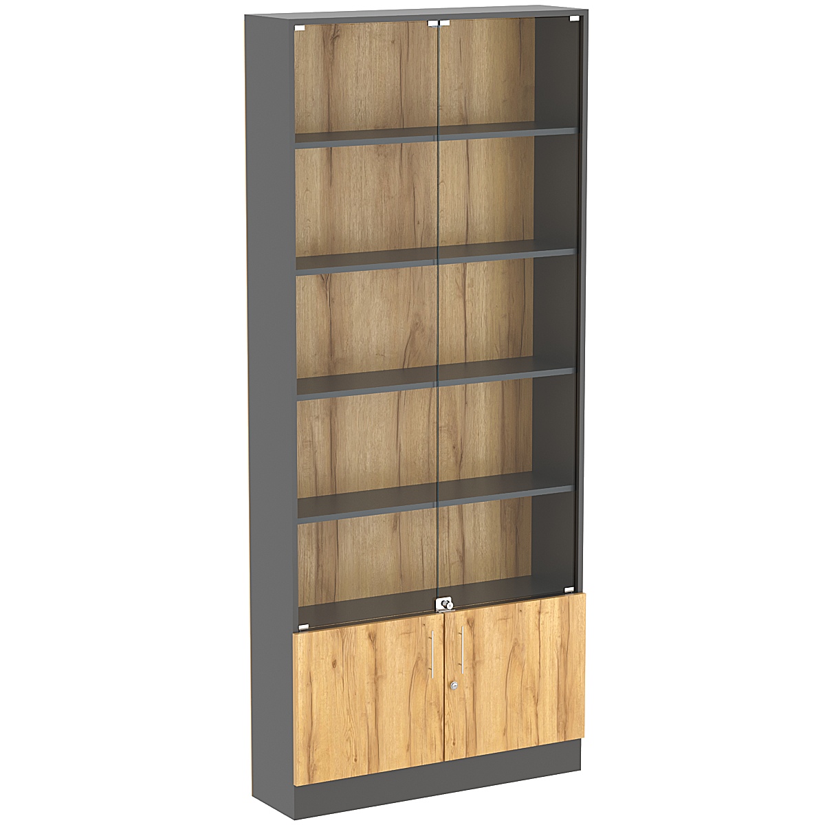 Торговая витрина Level №11-4п с 4-мя полками из ДСП 250х900мм Темно-серый и Дуб Золотистый