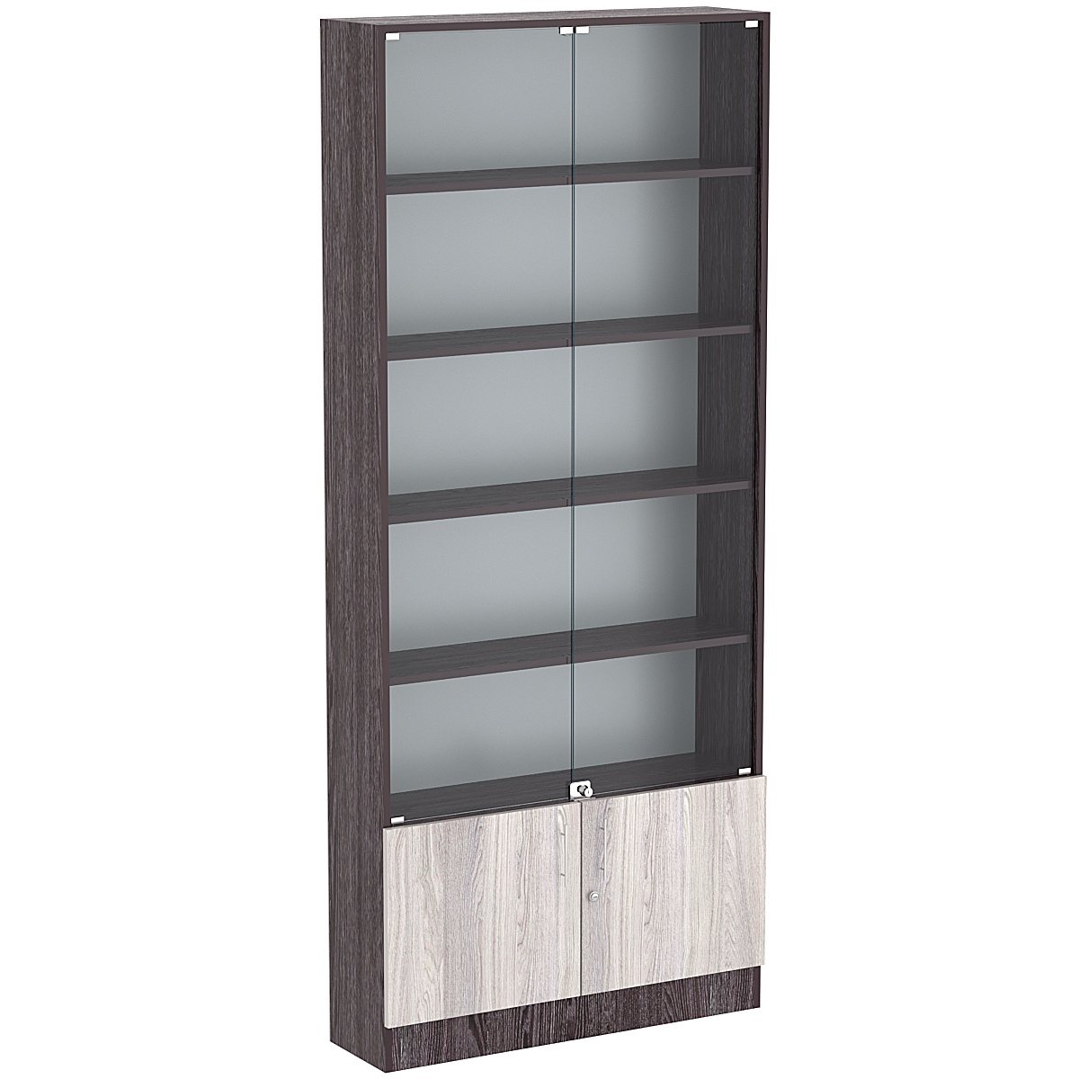 Торговая витрина Level №11-4п с 4-мя полками из ДСП 250х900мм Ясень Анкор темный + Ясень Анкор светлый