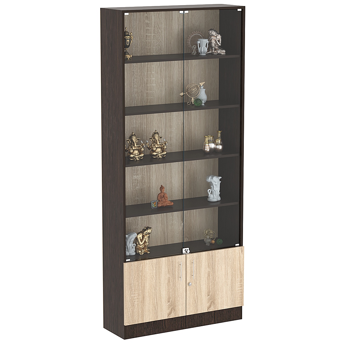 Торговая витрина Level №12-4п с 4-мя полками из ДСП 300х900мм Дуб Венге и Дуб Сонома