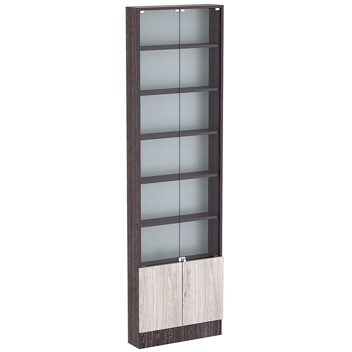 Торговая витрина Level №2-5п с 5-ю полками из ДСП 150х600мм Ясень Анкор темный + Ясень Анкор светлый