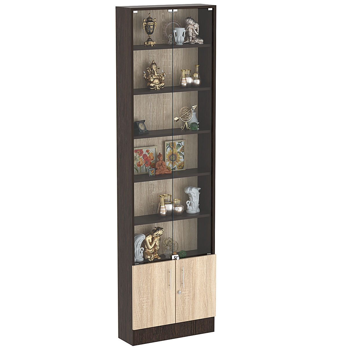 Торговая витрина Level №3-5п с 5-ю полками из ДСП 200х600мм Дуб Венге и Дуб Сонома